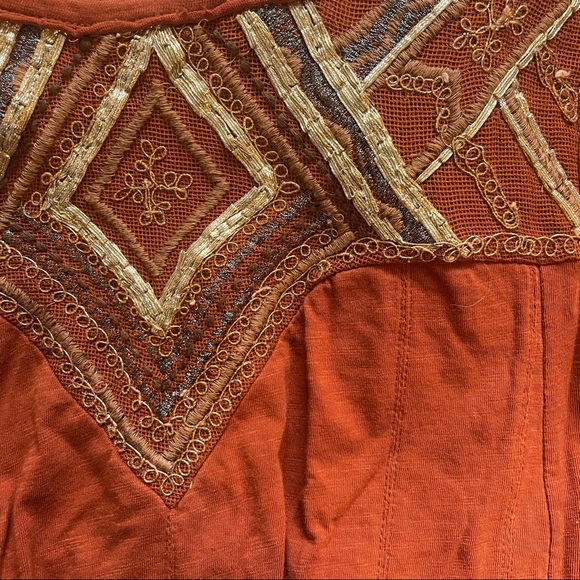 Free People Embroidered Sleeveless Burnt Orange Tank - Picture 5 of 6